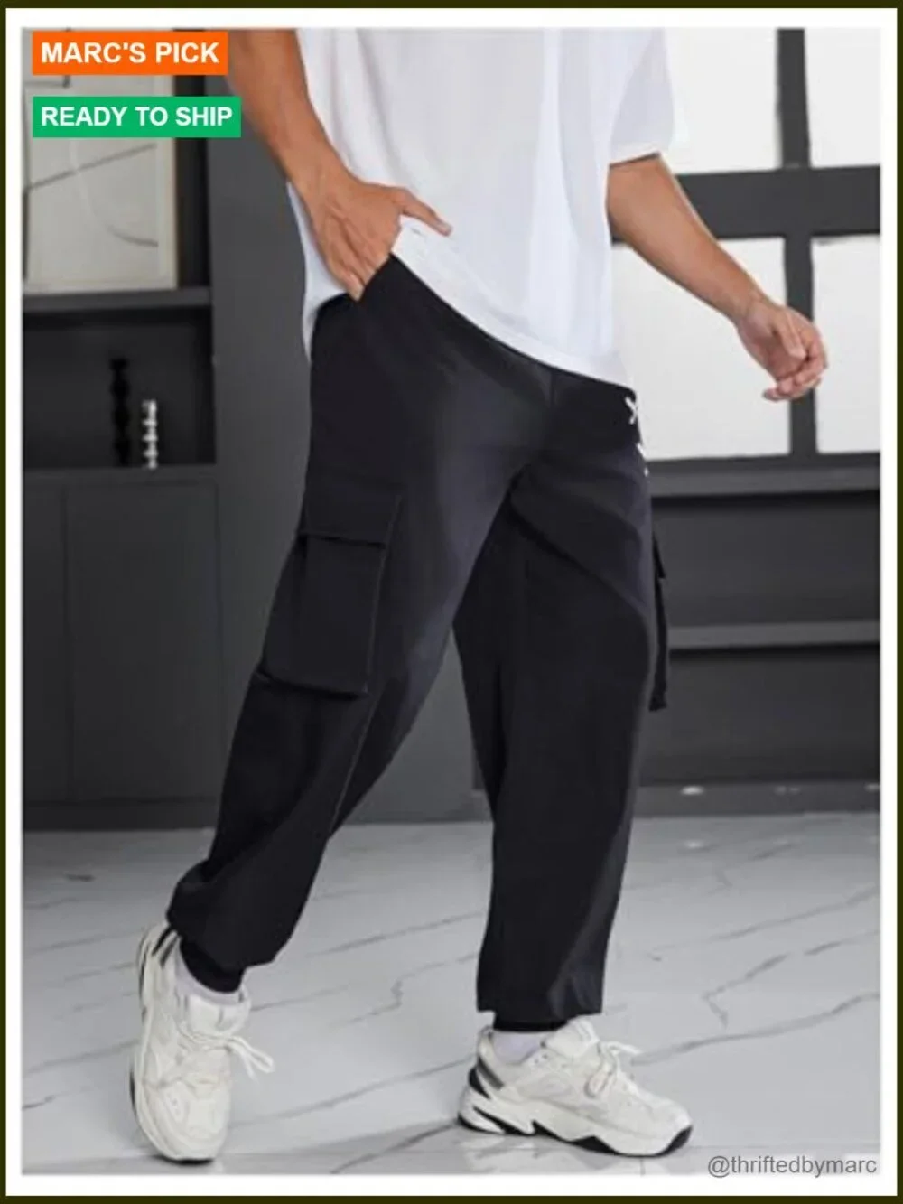 Men's Cargo Joggers with Pockets Pull On Lightweight Street Pants